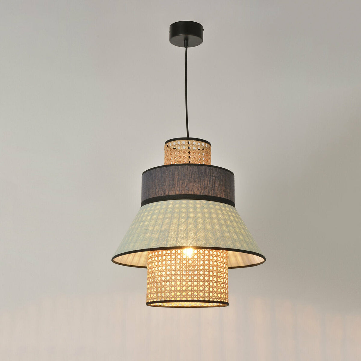 Suspension en lin vert amande et gris 42 cm Singapour - Market set - The Cool Republic