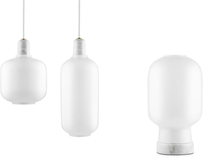 Suspension en marbre blanc et verre opalin 26 cm Amp blanc / blanc - Normann Copenhagen - The Cool Republic
