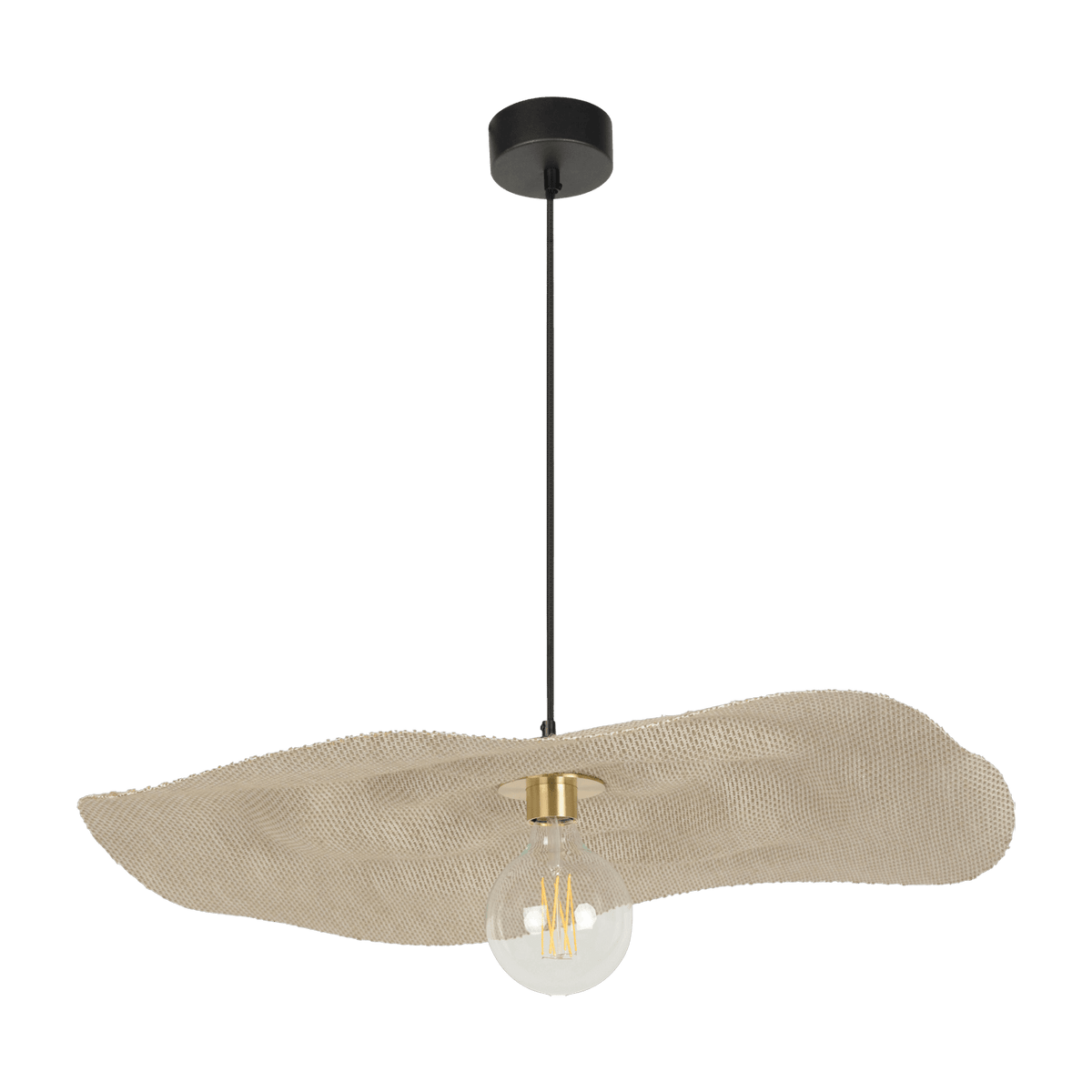 Hanging lamp in metal and linen 78 cm Rivage - Market Set - The Cool Republic