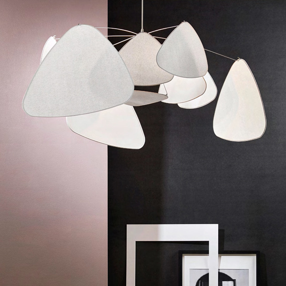 Suspension en métal et papier blanc 110 cm Screen Murano - Market set - The Cool Republic
