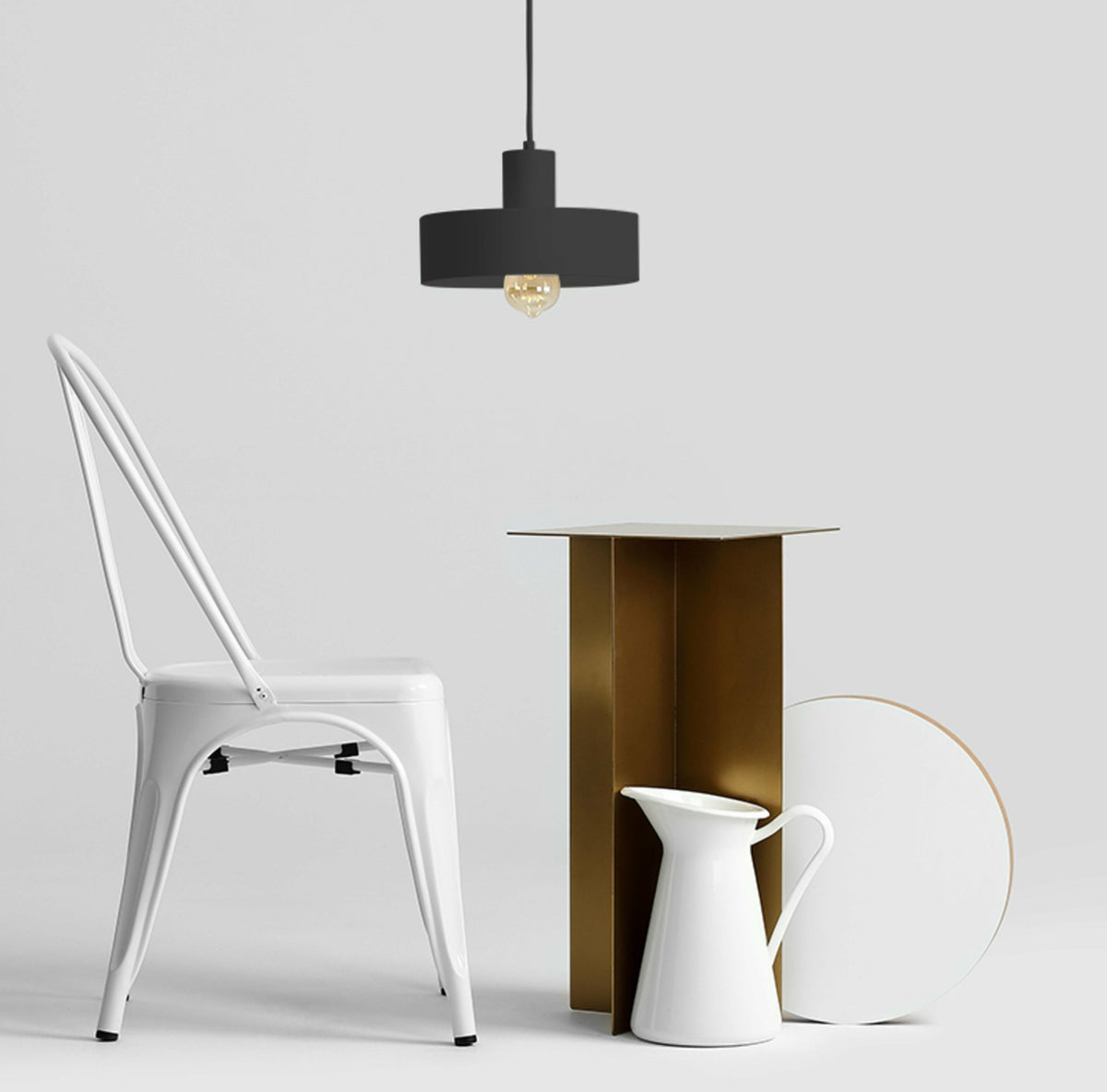 Suspension en métal noir cylindrique 25 cm Fay - Custom Form - The Cool Republic