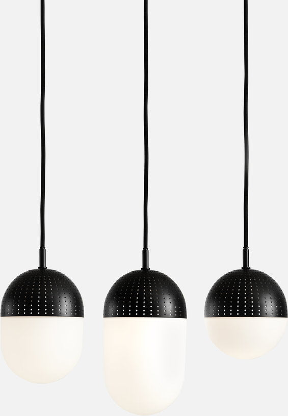 Suspension en métal noir et verre opale 12x21cm Dot L Noir - Woud - The Cool Republic