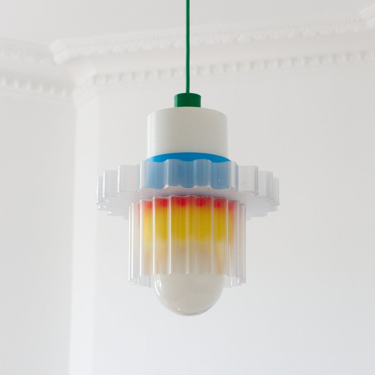 Suspension en plastiques 3D recyclés avec son câble vert forêt 28x24cm Gigi n°5 - Warren et laetitia - The Cool Republic