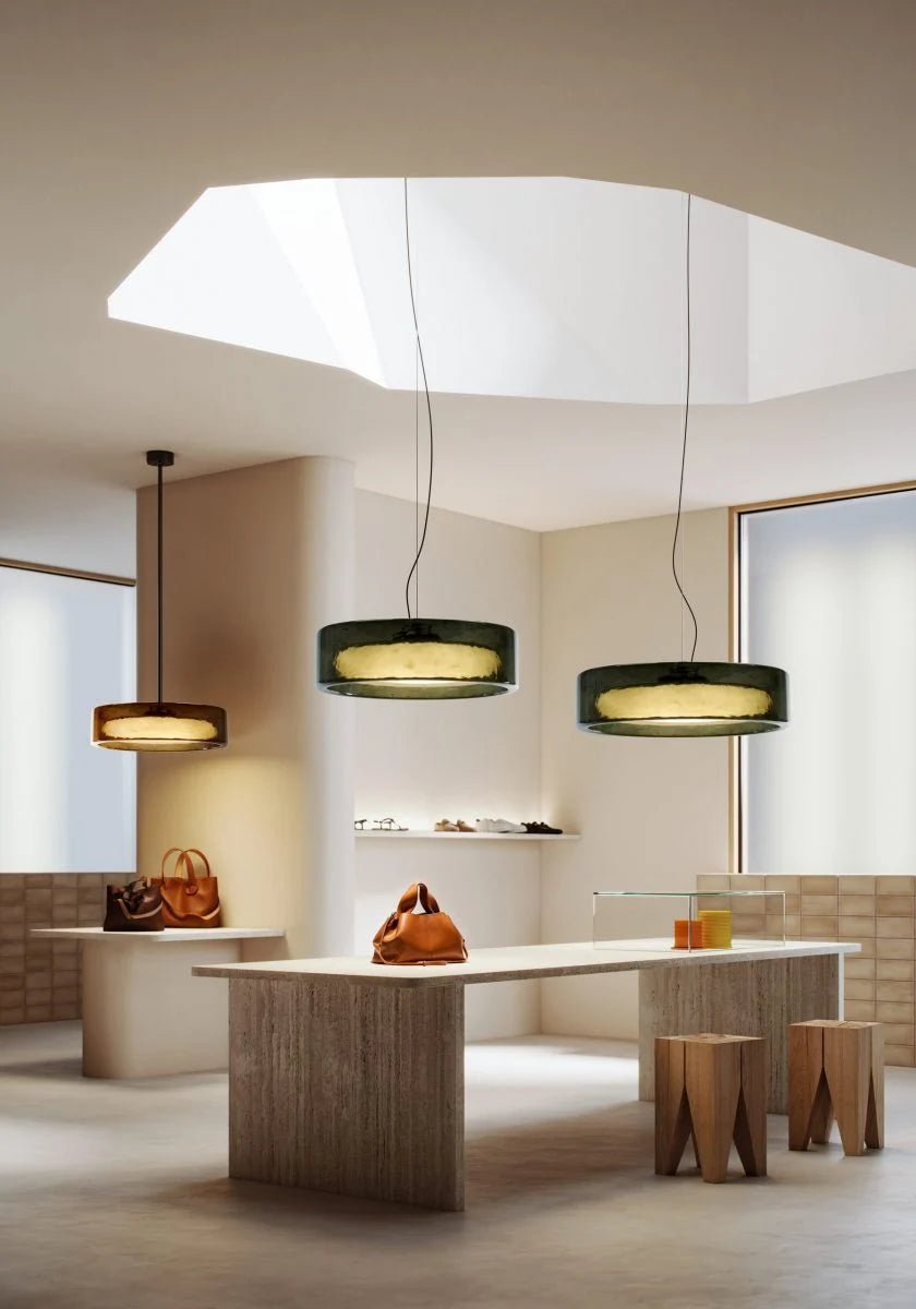 Suspension en polycarbonate vert 70x21cm Ringo 70 - Marset - The Cool Republic
