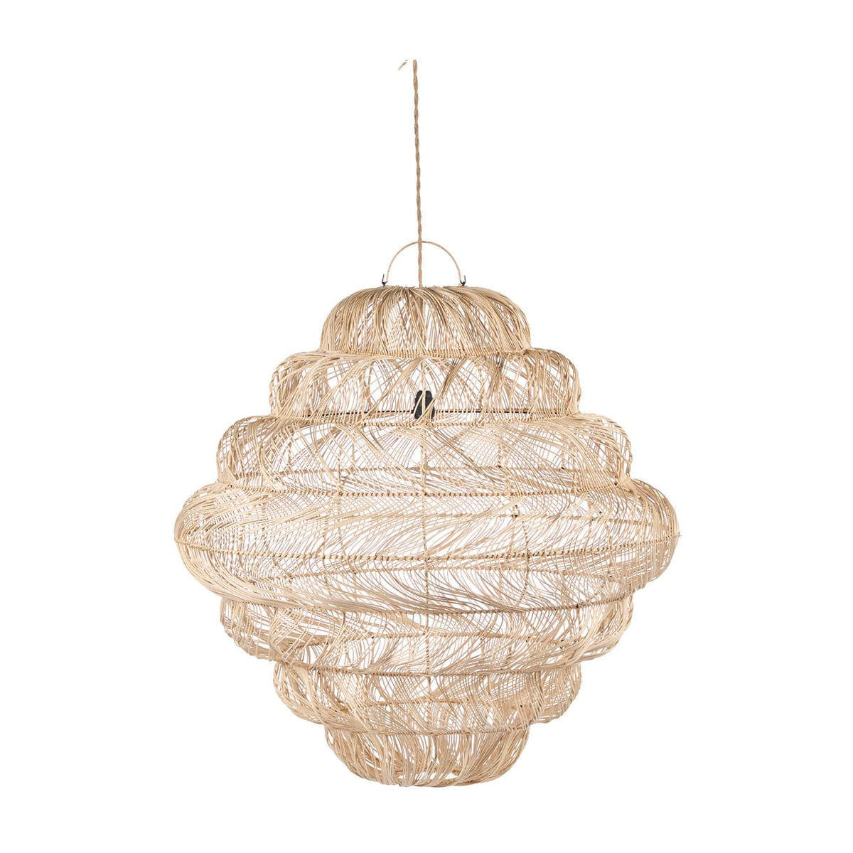 Suspension en rotin tressé naturel beige 102cm Aurora Puff Pendant - Natural - XL - Bazar Bizar — vue 9