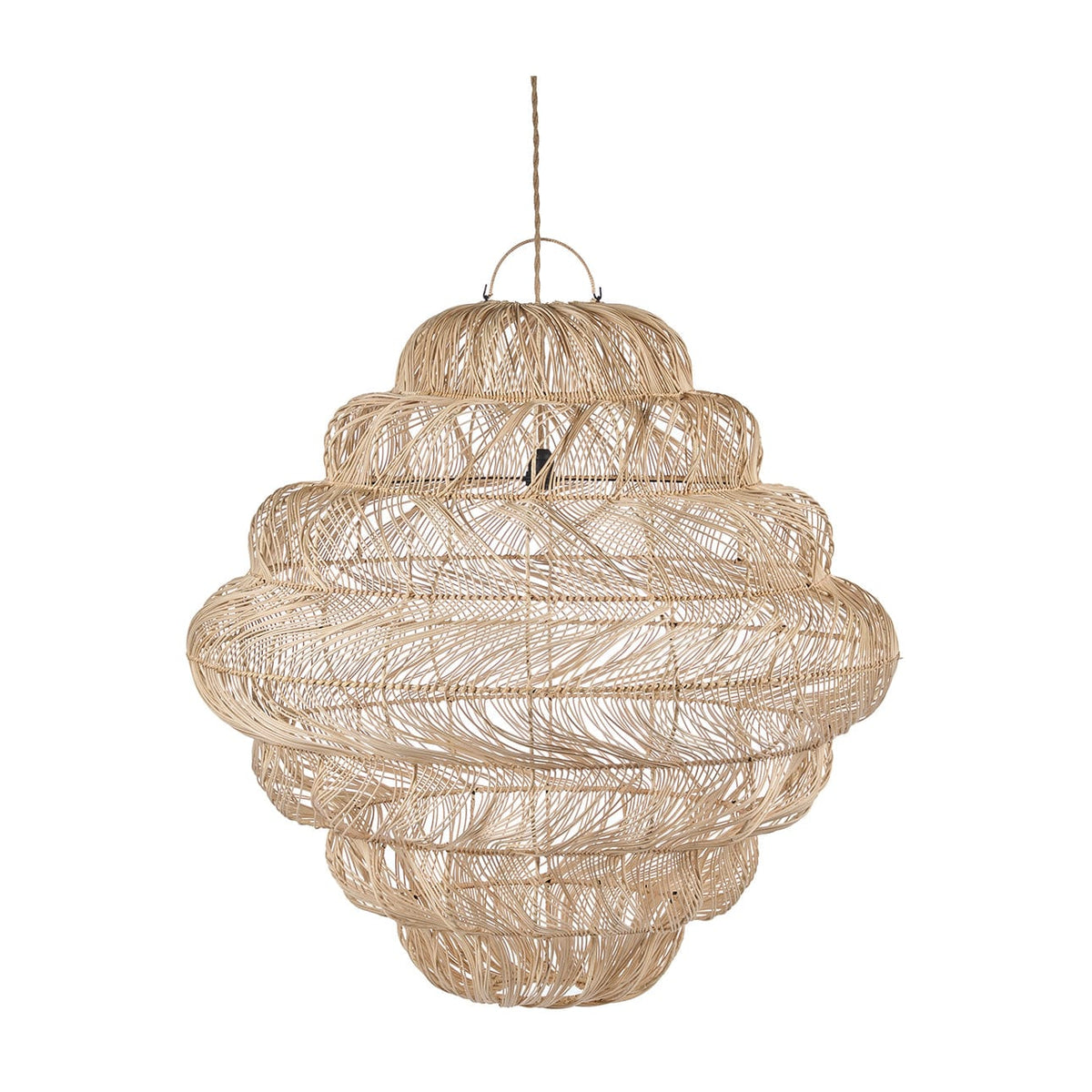 Suspension en rotin tressé naturel beige 102cm Aurora Puff Pendant - Natural - XL - Bazar Bizar