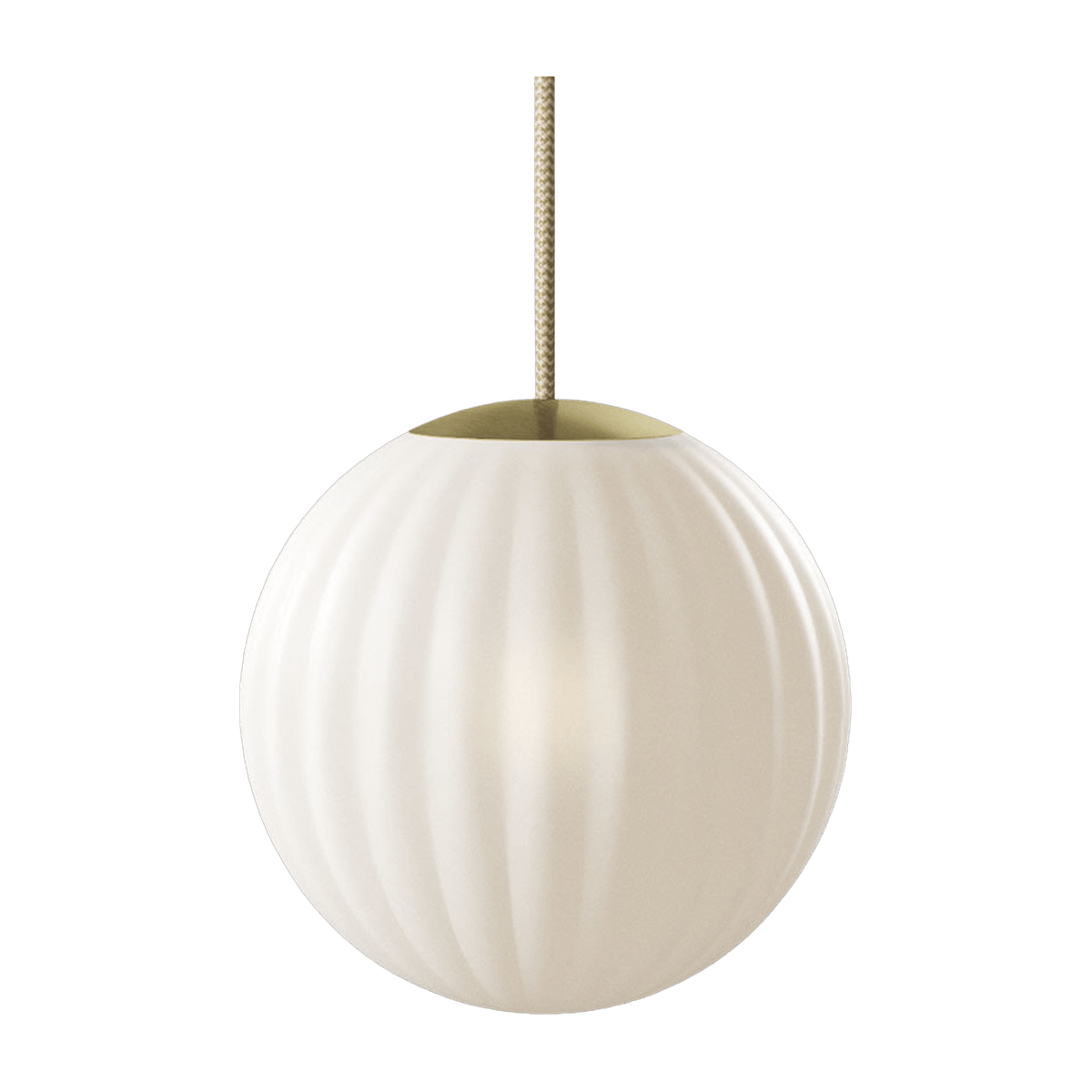 Suspension en verre blanche câble beige 20 cm Modeco - Nordic Tales - The Cool Republic