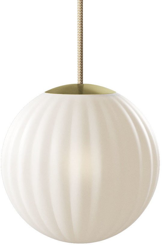 Suspension en verre blanche câble beige 20 cm Modeco - Nordic Tales - The Cool Republic