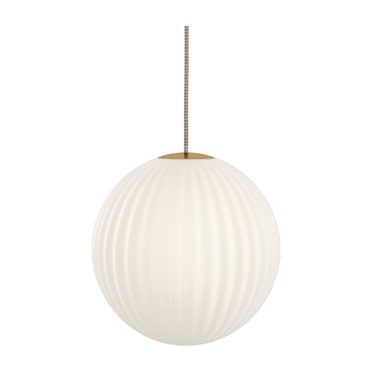 Suspension en verre blanche câble beige 30 cm Modeco - Nordic Tales - The Cool Republic