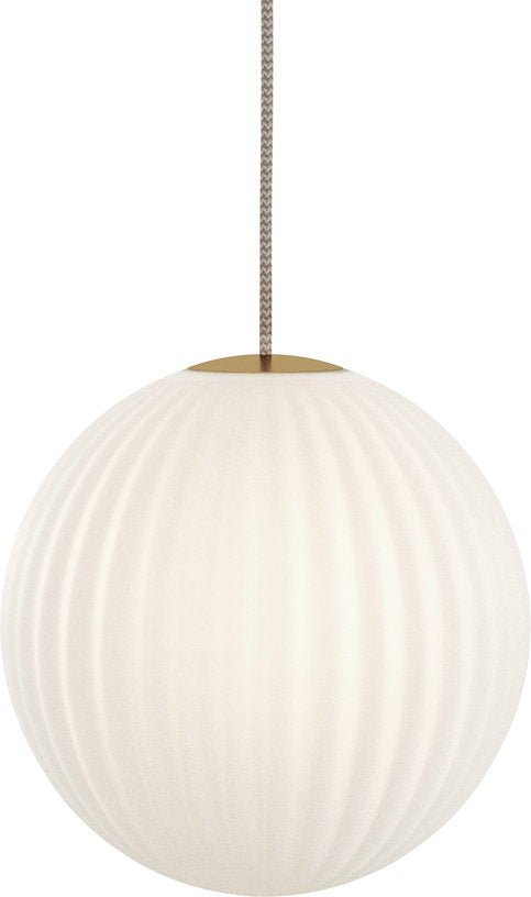 Suspension en verre blanche câble beige 30 cm Modeco - Nordic Tales - The Cool Republic