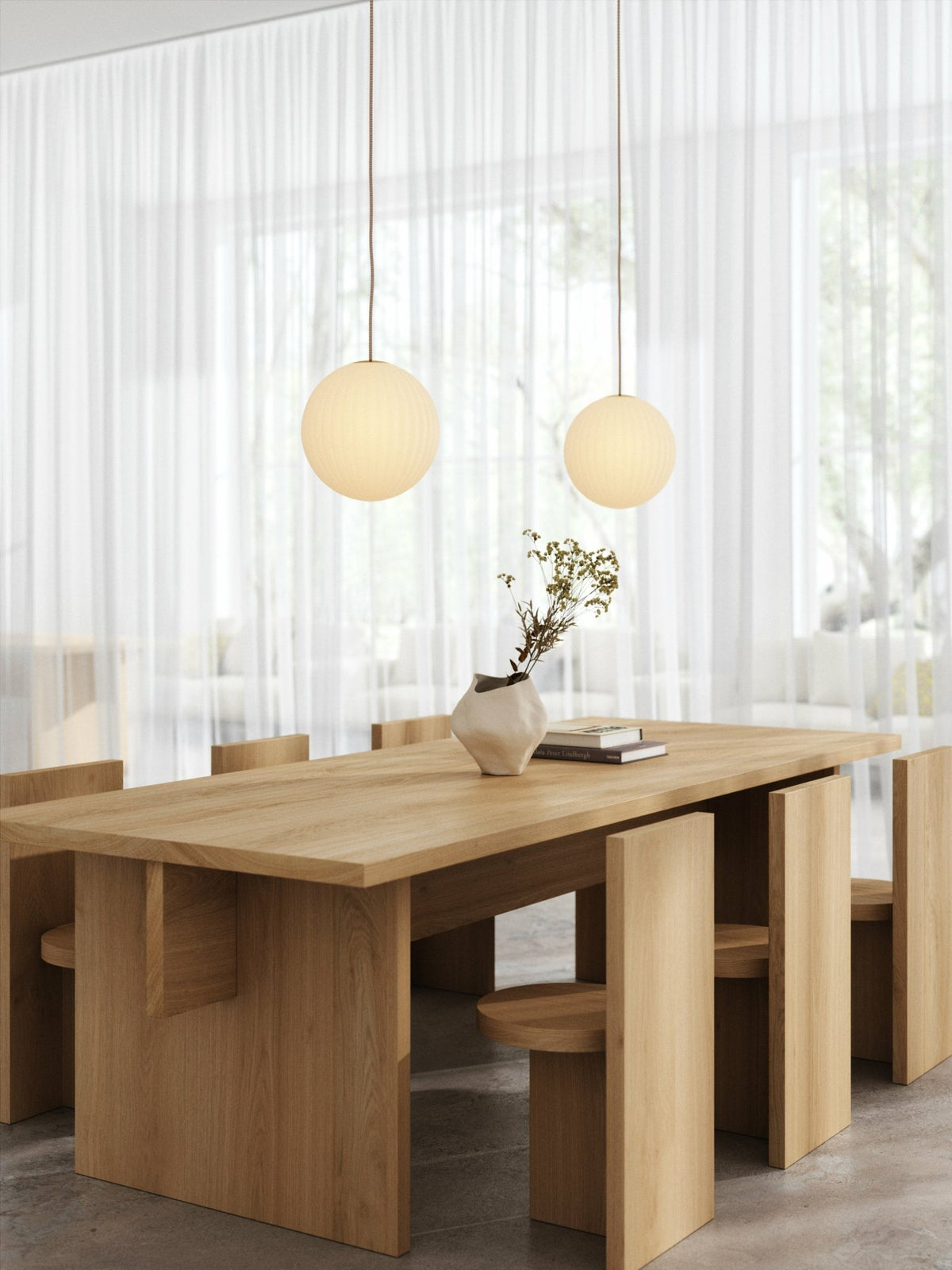 Suspension en verre blanche câble beige 30 cm Modeco - Nordic Tales - The Cool Republic
