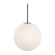 Suspension en verre blanche câble noir 30 cm Modeco - Nordic Tales - The Cool Republic