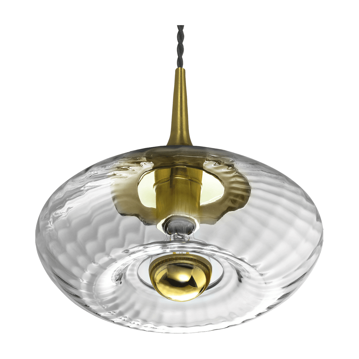 Suspension en verre transparent et doré Grace - Elements Lighting - The Cool Republic
