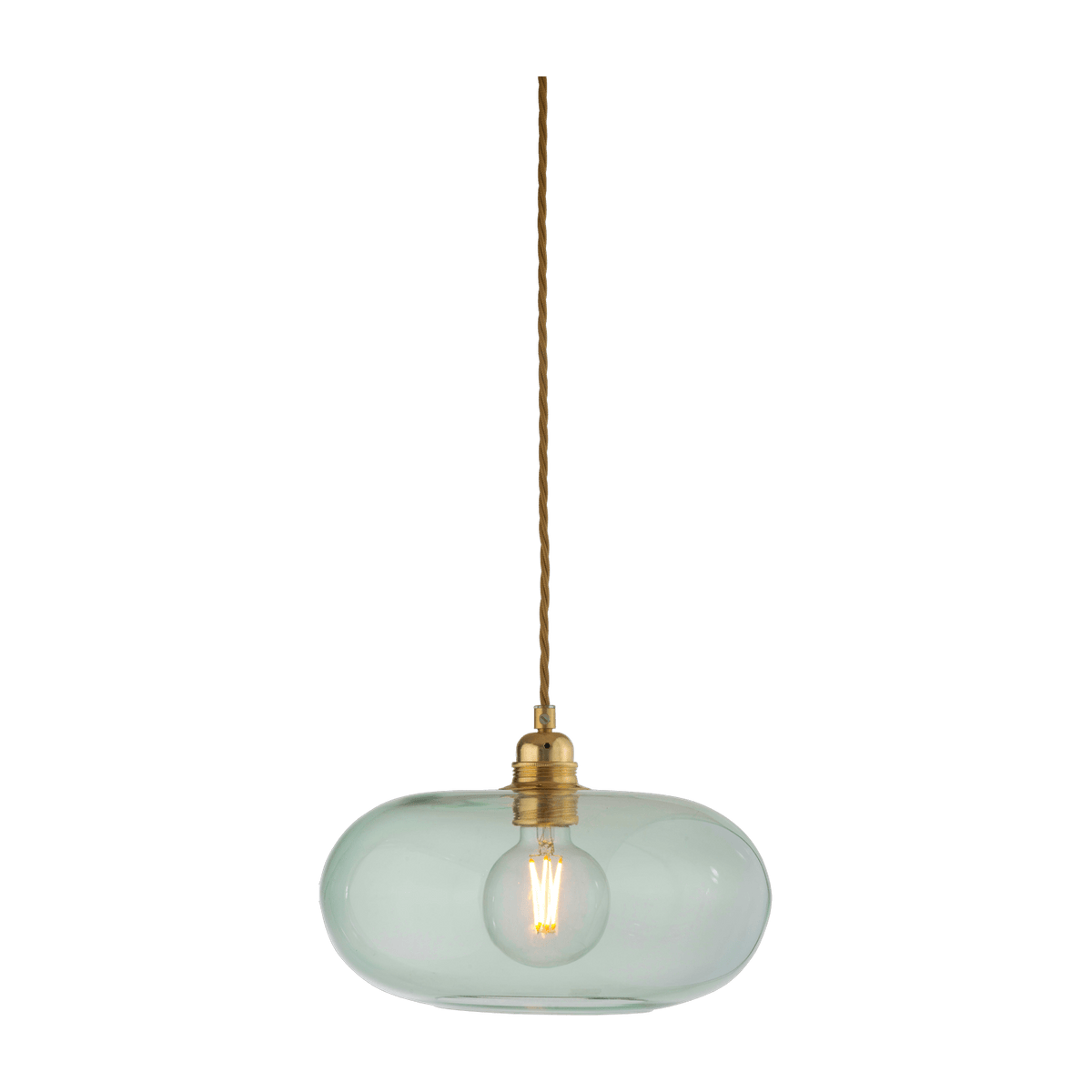 Suspension en verre vert transparent et détail en laiton 29 cm Horizon - Ebb & Flow - The Cool Republic