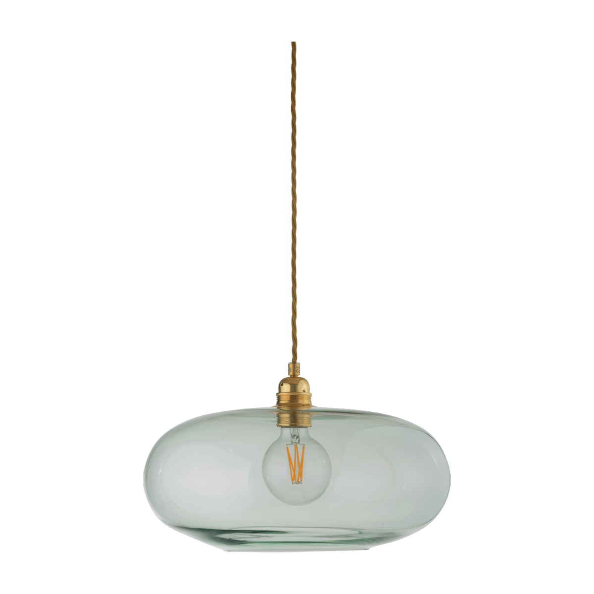 Suspension en verre vert transparent et détail en laiton 36 cm Horizon - Ebb & Flow - The Cool Republic