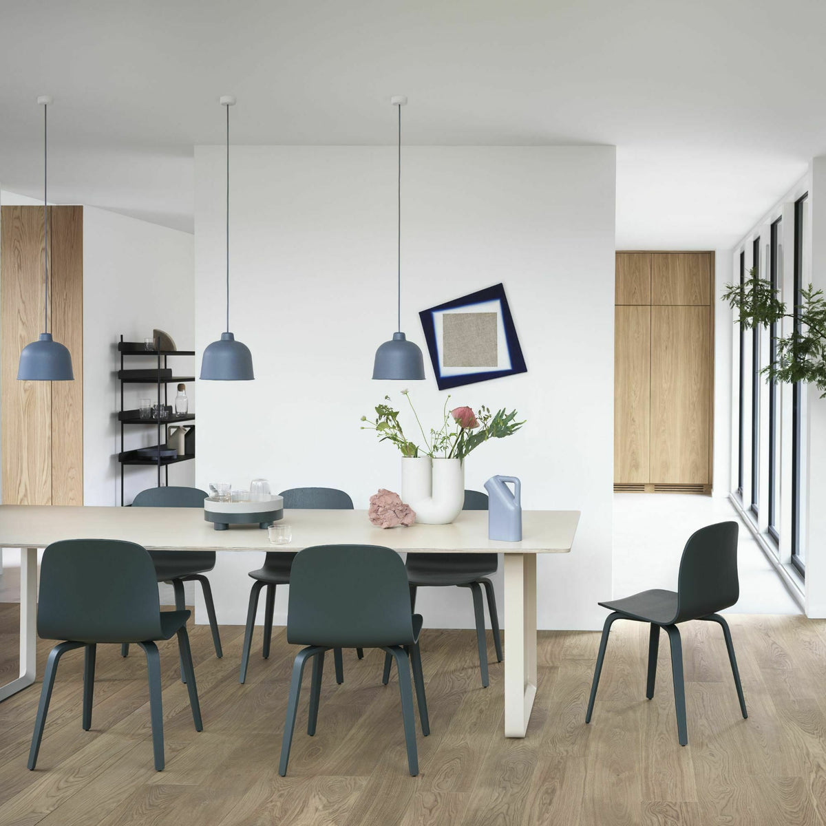 Suspension LED en fibre de bambou bleu gris Grain - Muuto - The Cool Republic