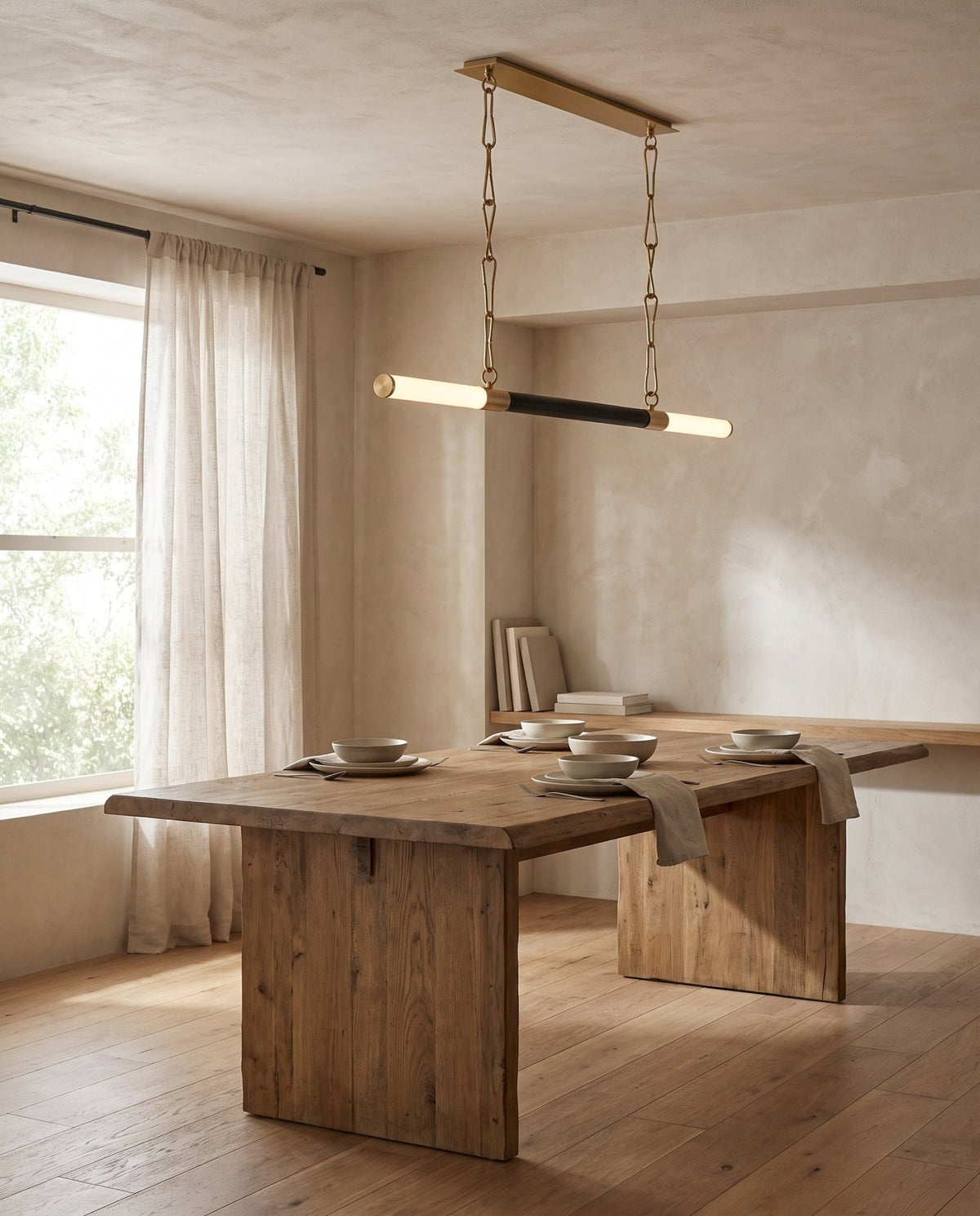 Suspension linéaire en laiton laiton vieilli et bronze ancien 153x11cm Huntington - Hudson Valley Lighting - The Cool Republic
