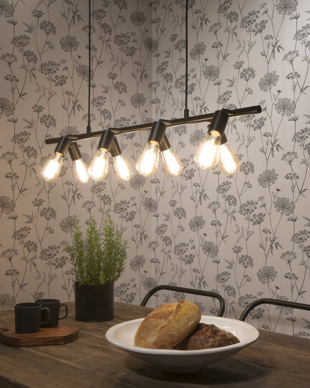 Suspension noire ajustable 8 lampes Miami - It's about Romi - The Cool Republic
