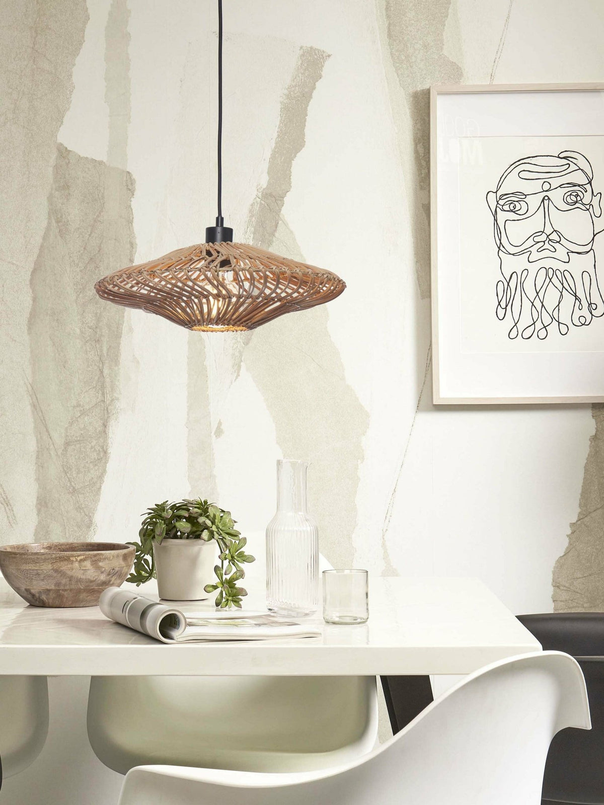 Suspension plate en rotin naturel 40x12 cm Zanzibar - Good & Mojo - The Cool Republic