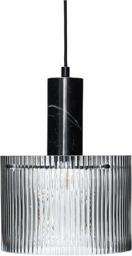 Suspension rond en verre noir 25cm Revolve - Hübsch