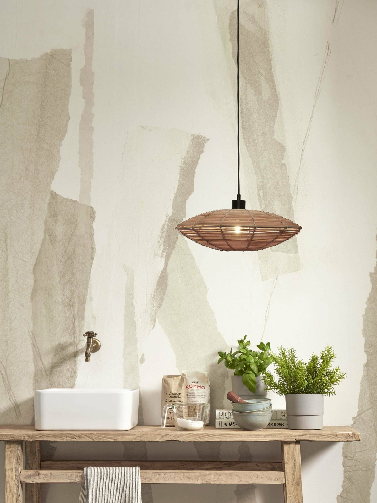 Hanging Lamp Tanami S Rattan Disc Dia.40Xh.10Cm. Natural - Good & Mojo - The Cool Republic