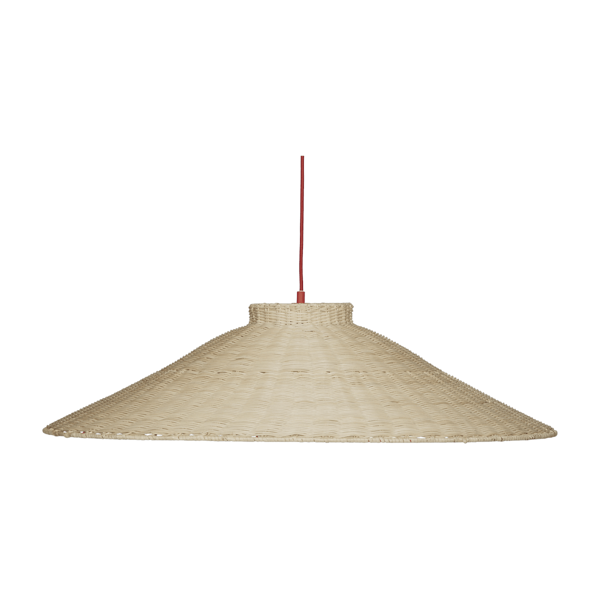 Suspension ronde en rotin naturel et rouge 80cm Chand - Hübsch - The Cool Republic