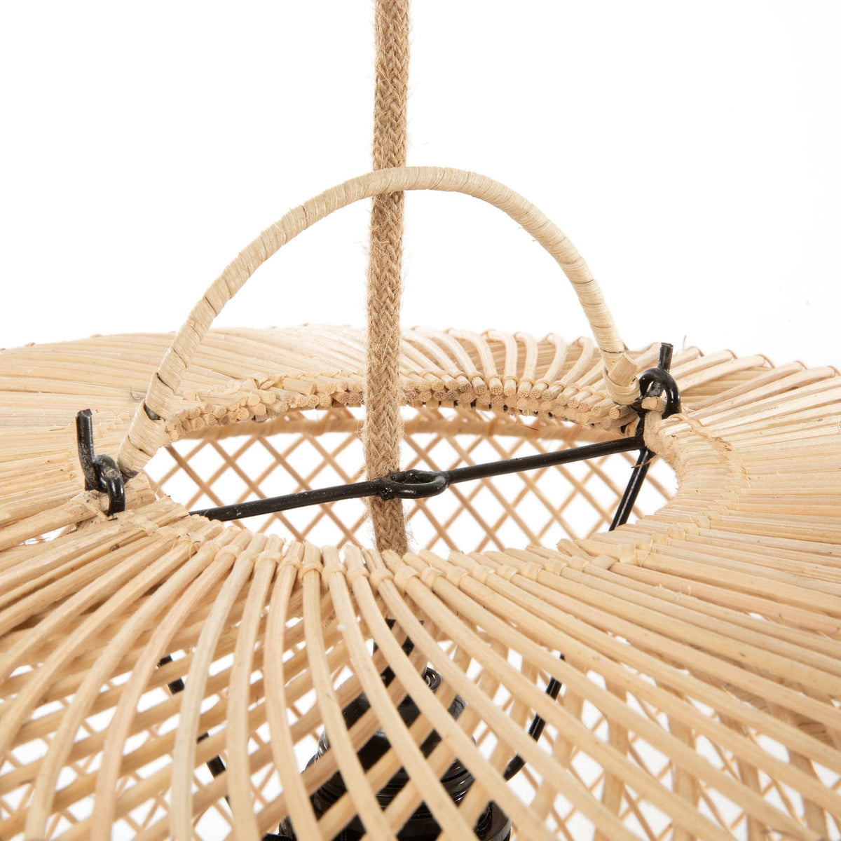 Suspension ronde en rotin naturel tressé beige 50cm Wholly - Bazar Bizar — vue 5
