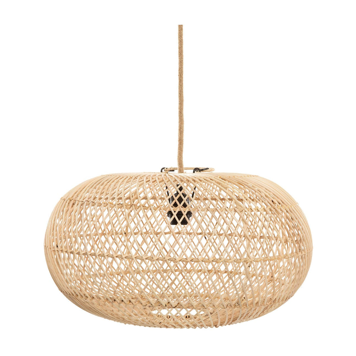 Suspension ronde en rotin naturel tressé beige 50cm Wholly - Bazar Bizar