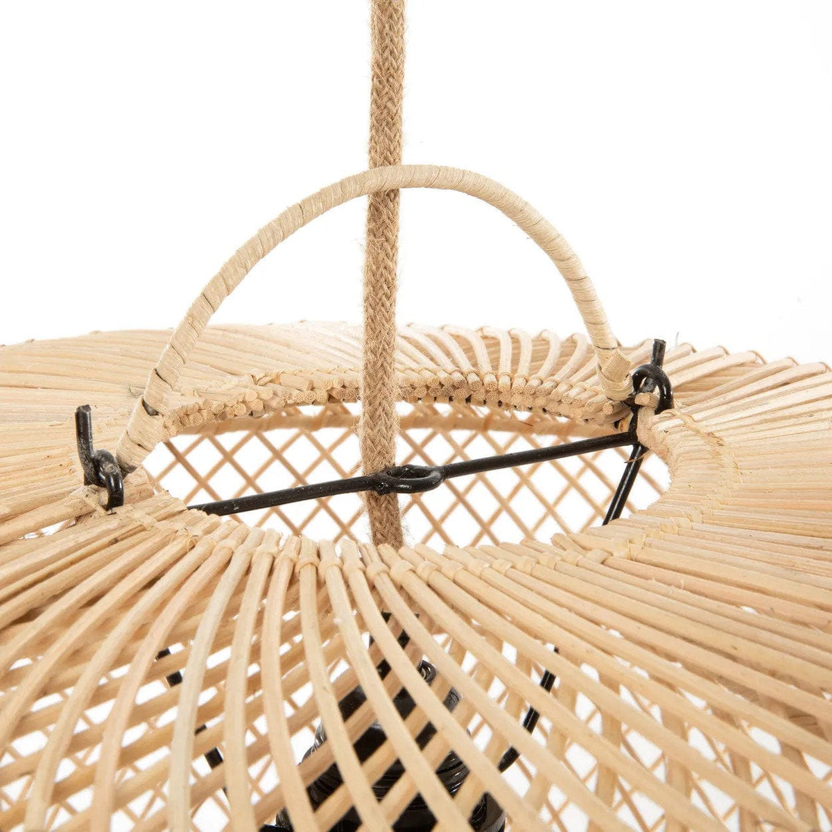 Suspension ronde en rotin naturel tressé beige 60cm Wholly - Bazar Bizar — vue 6