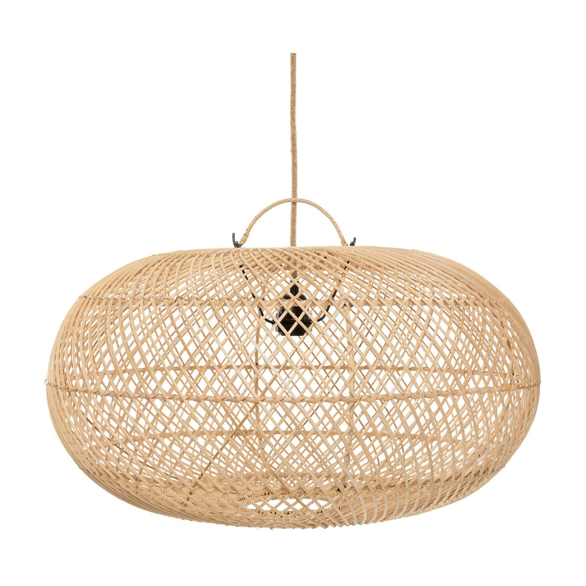 Suspension ronde en rotin naturel tressé beige 60cm Wholly - Bazar Bizar
