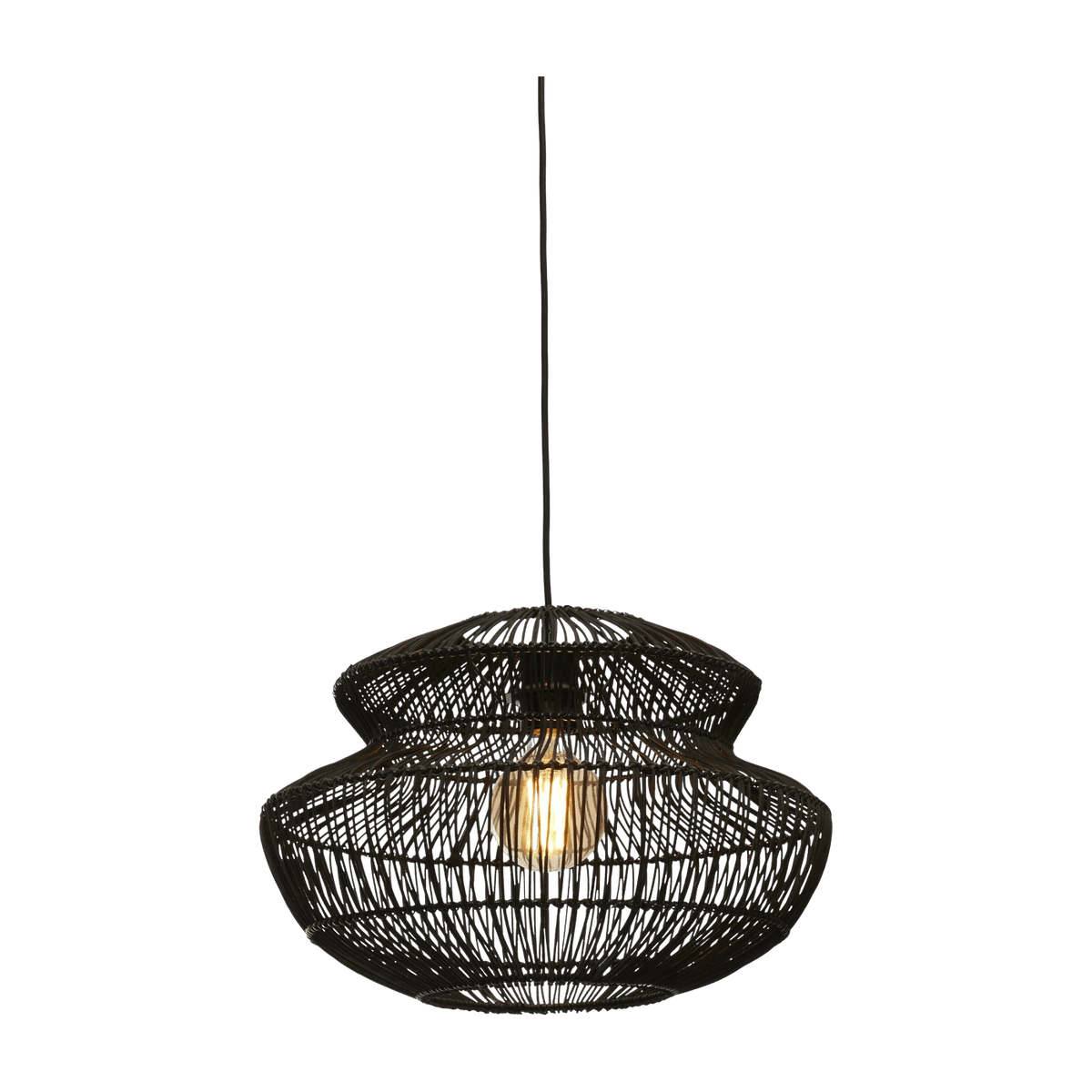 Suspension ronde en rotin noir 40x30 cm Zanzibar - Good & Mojo - The Cool Republic
