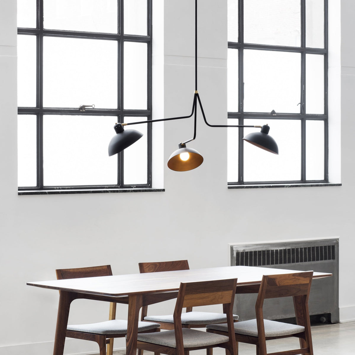 Suspension triple en aluminium noir 91 cm Waldorf - Lambert & Fils - The Cool Republic