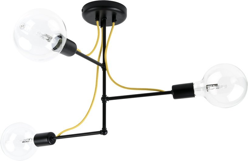Suspension triple en métal noire et câble citron Tubo 2 - Kolorowe Kable - The Cool Republic