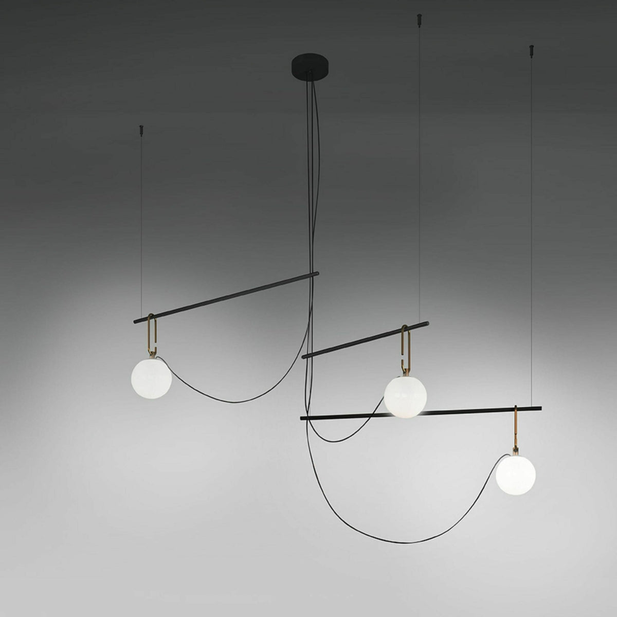 Suspension lamp triple in blown glass NH S3 14 - Artemide - The Cool Republic