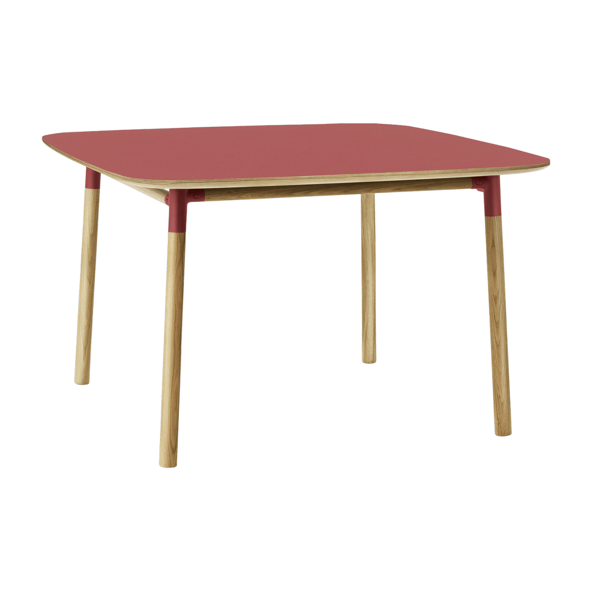 Table à manger carrée en chêne et lino rouge 120 x 120 cm Form - Normann Copenhagen - The Cool Republic