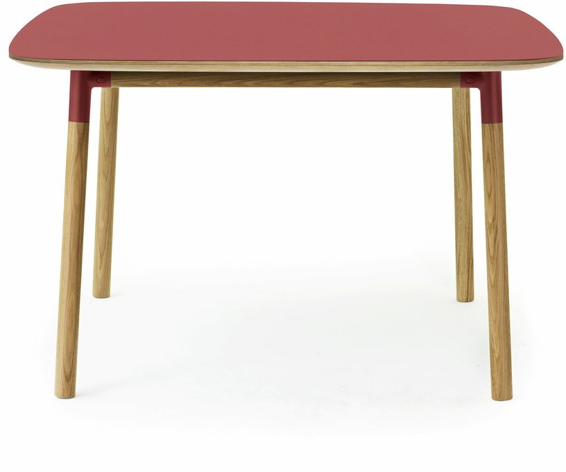 Table à manger carrée en chêne et lino rouge 120 x 120 cm Form - Normann Copenhagen - The Cool Republic