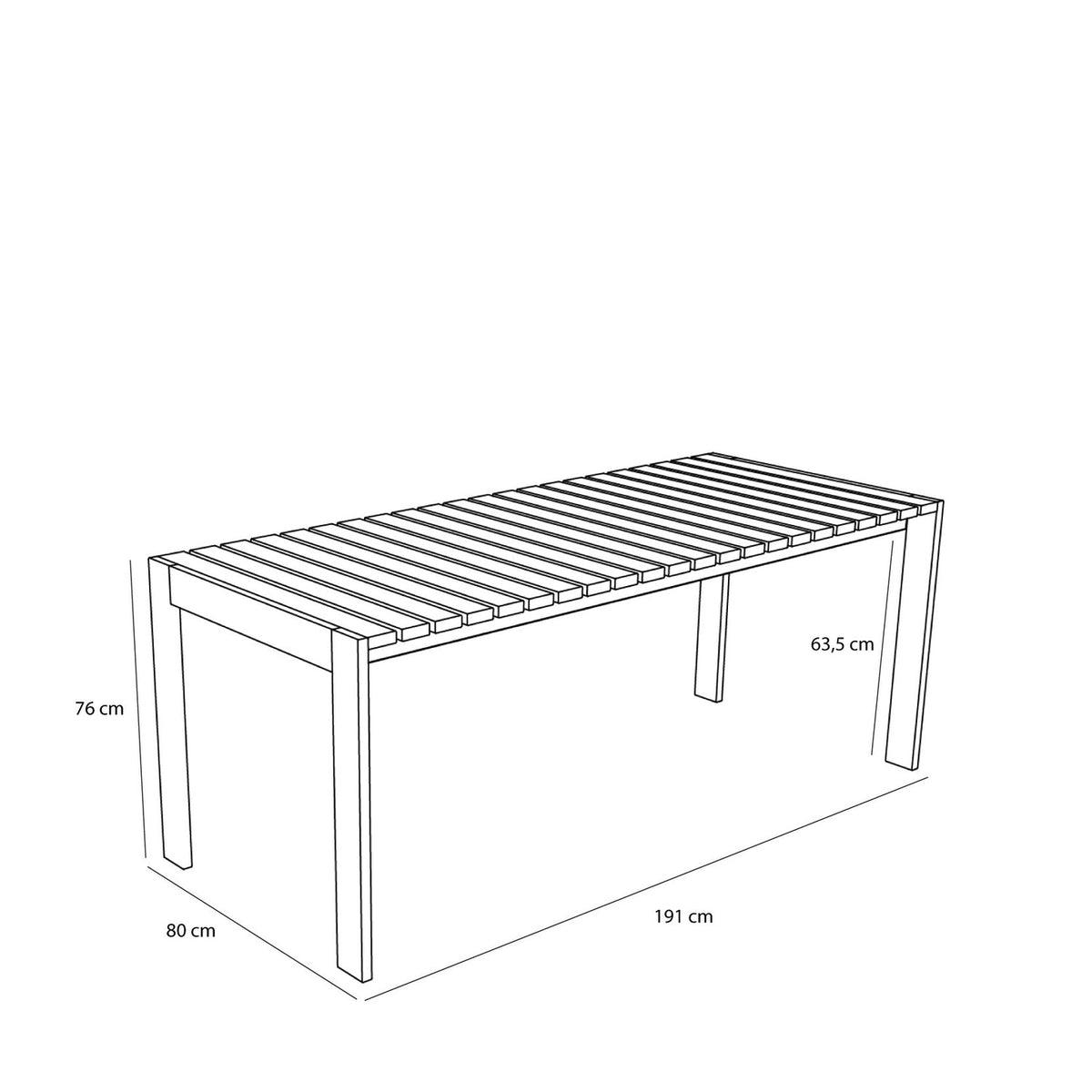 Table à manger de jardin rectangulaire en acier beige 191x80x76cm Haus - Hübsch - The Cool Republic