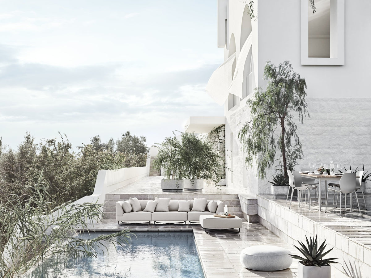 Outdoor dining table in teak and black lacquered steel 230 x 90 cm Track - Bolia - The Cool Republic