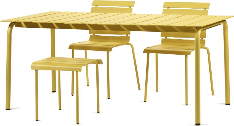 Table à manger d'extérieur rectangulaire en métal jaune 170x90x74cm - valerie_objects - The Cool Republic