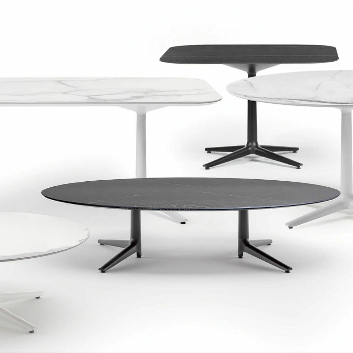 Table à manger effet marbre blanc 237x100 Multiplo - Kartell - The Cool Republic