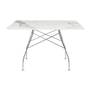 Table à manger effet marbre blanc et chromé 118x118 Glossy - Kartell - The Cool Republic