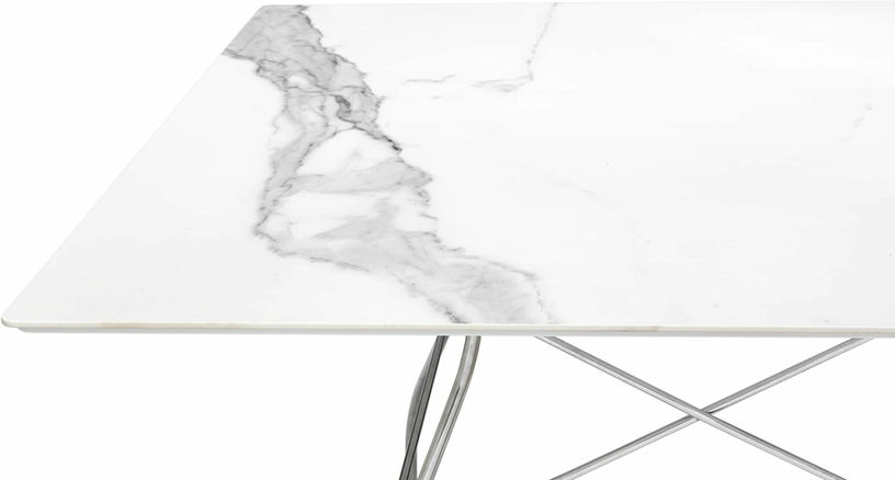 Table à manger effet marbre blanc et chromé 118x118 Glossy - Kartell - The Cool Republic