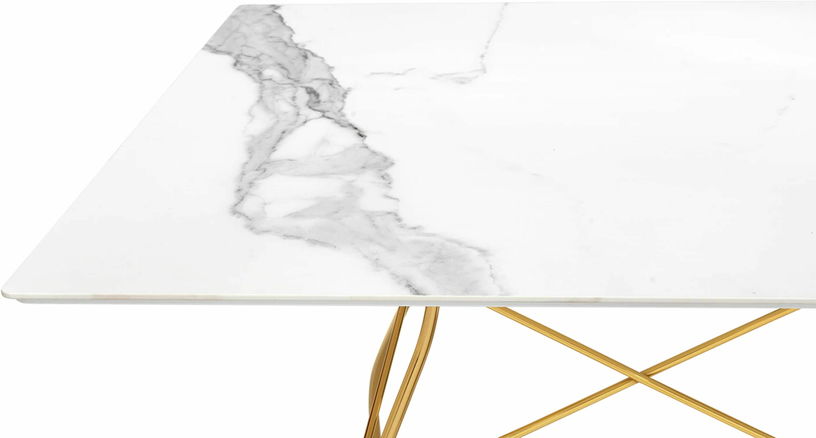Table à manger effet marbre blanc et doré 118x118 Glossy - Kartell - The Cool Republic