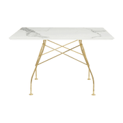 Table à manger effet marbre blanc et doré 118x118 Glossy - Kartell - The Cool Republic