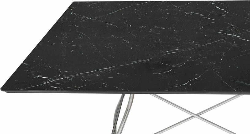 Table à manger effet marbre noir et chromé 118x118 Glossy - Kartell - The Cool Republic