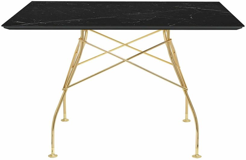 Table à manger effet marbre noir et doré 118x118 Glossy - Kartell - The Cool Republic