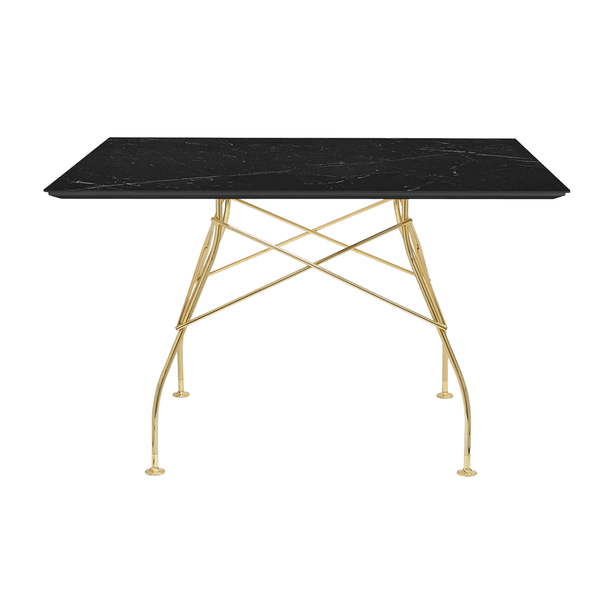 Table à manger effet marbre noir et doré 118x118 Glossy - Kartell - The Cool Republic