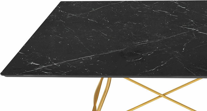 Table à manger effet marbre noir et doré 118x118 Glossy - Kartell - The Cool Republic