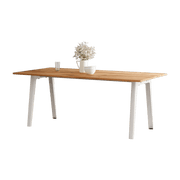 Table à manger en bois ancien et piètement en acier blanc 190 x 95 x 75 cm New modern - TIPTOE - The Cool Republic