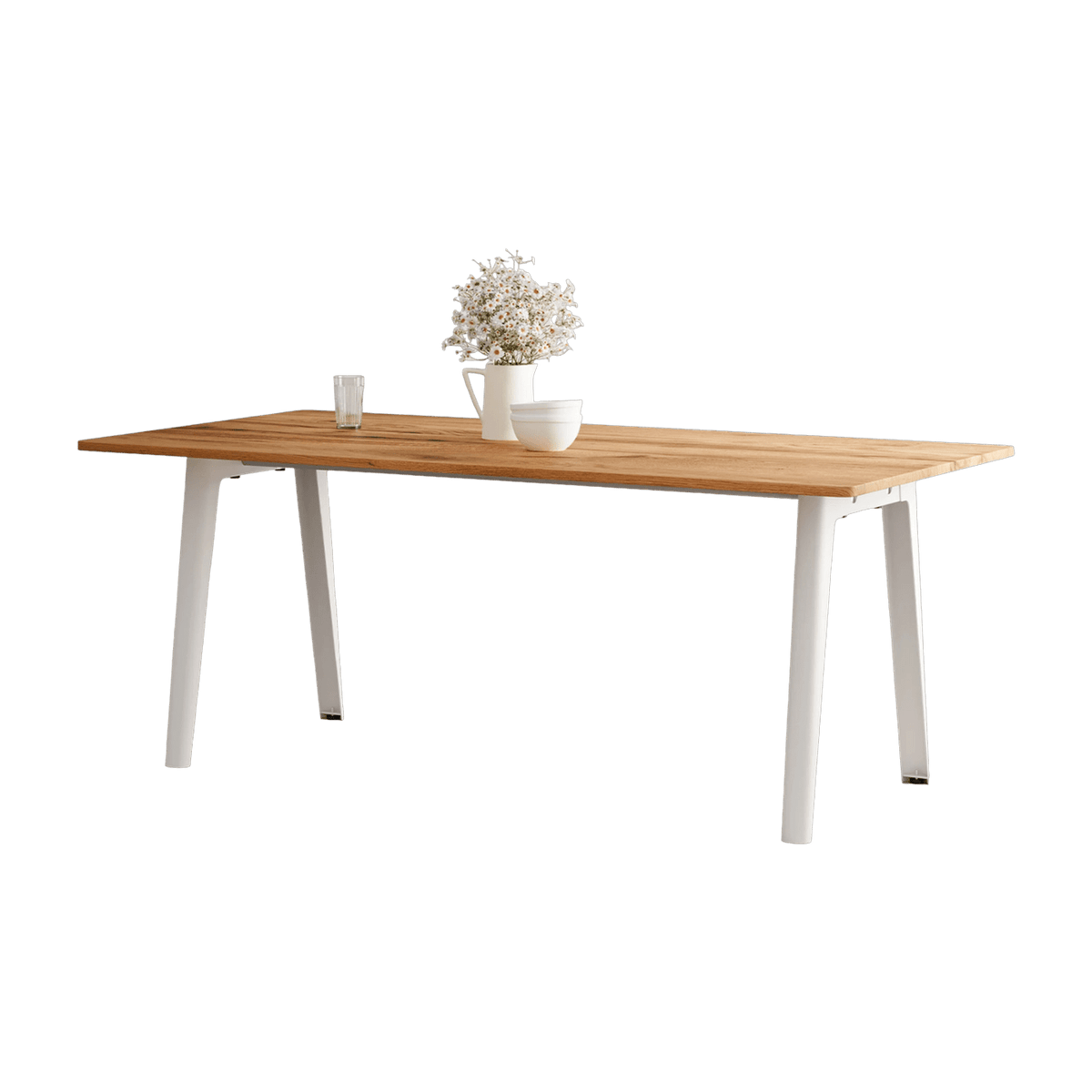 Table à manger en bois ancien et piètement en acier blanc 190 x 95 x 75 cm New modern - TIPTOE - The Cool Republic